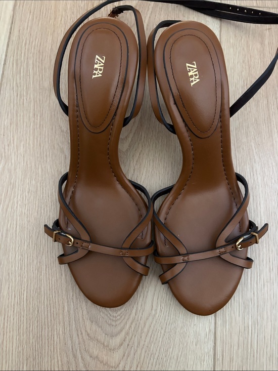 Zara Shoes - Zara Tan Leather Strappy Heeled Sandals